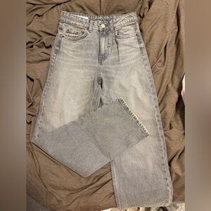 Zara Light Gray Straight Leg Jeans